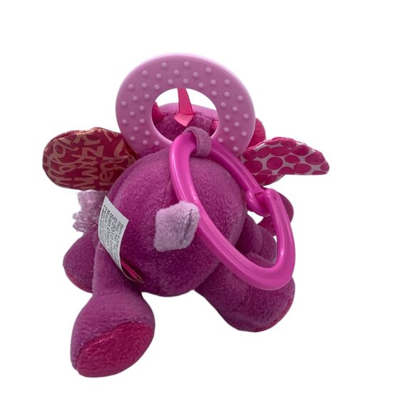 Infantino Lil Teether Pink Dog Plush Toy Mirror 5”x5” Carseat Clip 2010 - Picture 4 of 7